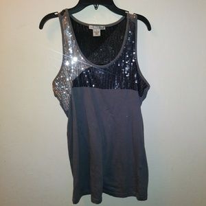 Gray Sequin Tank Top